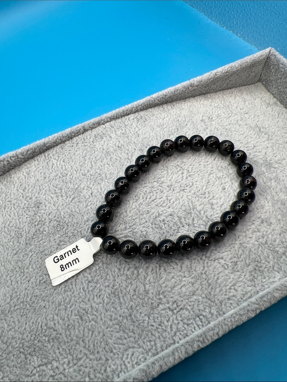 8mm Garnet Beaded Stretch Bracelet -  Garnet